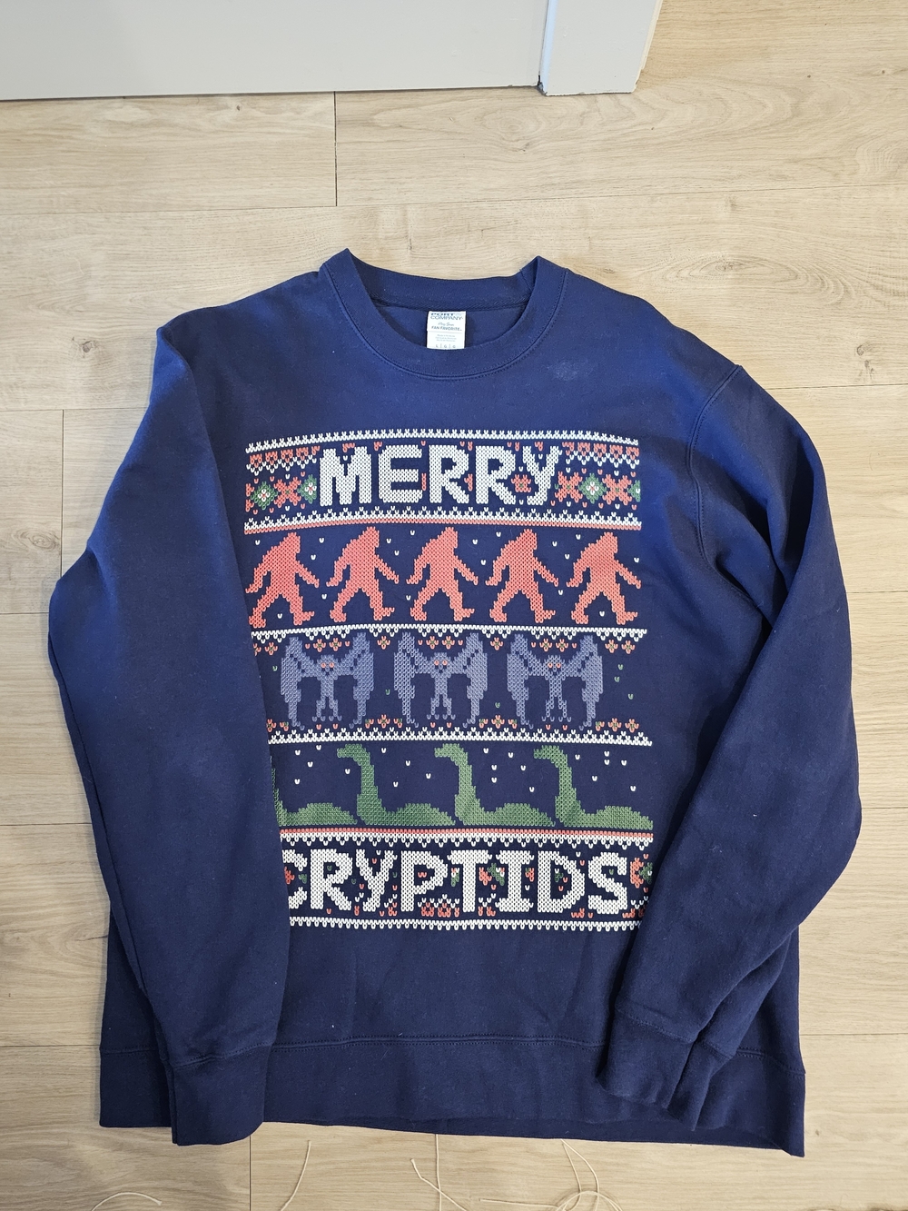Merry Cryptids Navy Crewneck Sweater